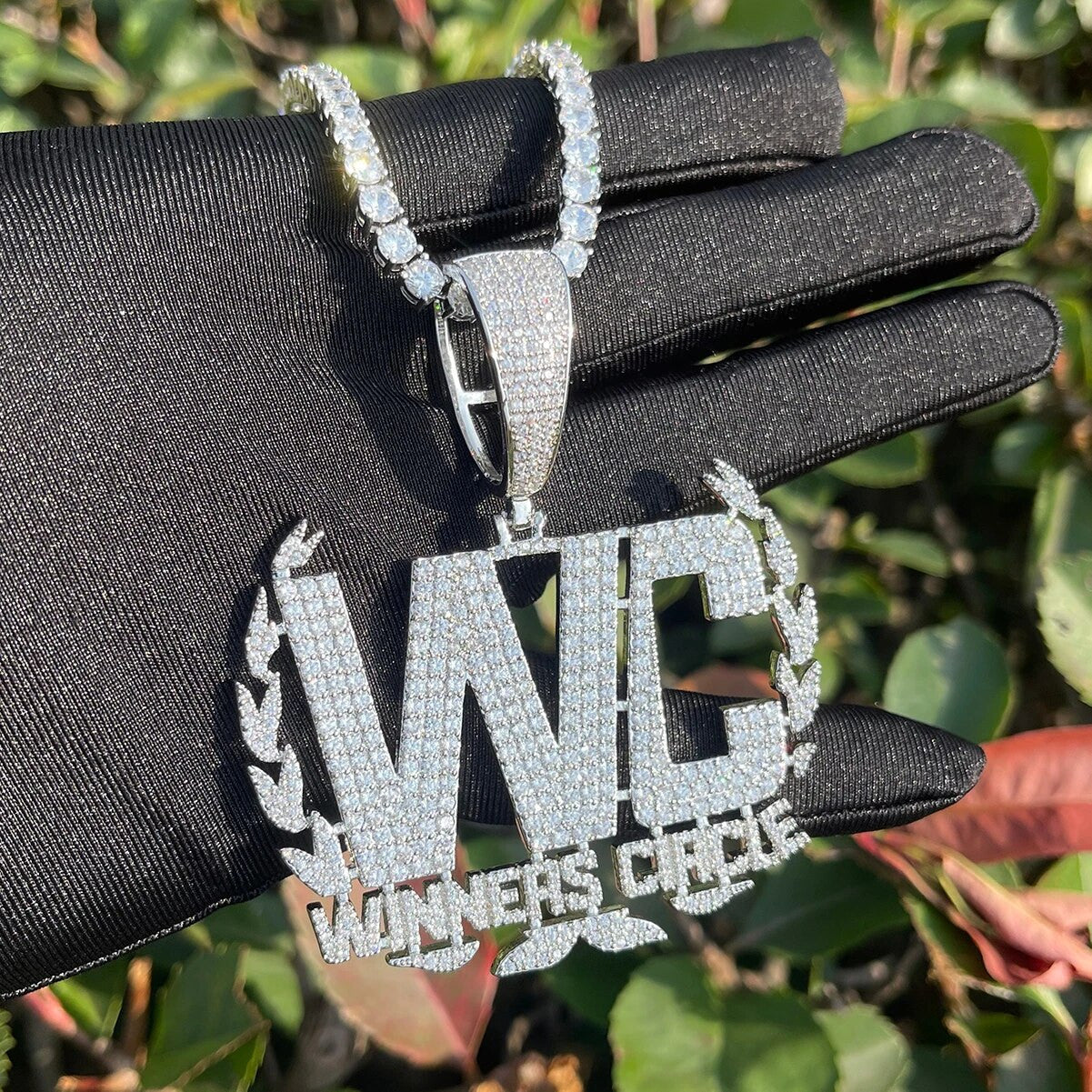WC | Winners Circle Wreath Iced Blinged Out Hip Hop Pendant Chain Necklace