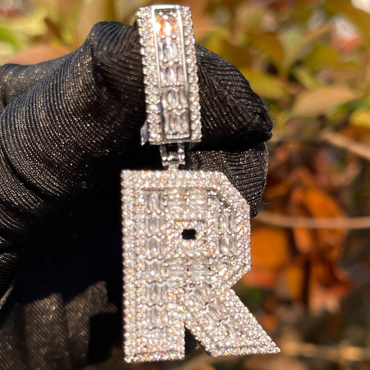 Iced King Initials | 24k 925 Silver Rose Gold Baguette Blinged Out Letter Pendants