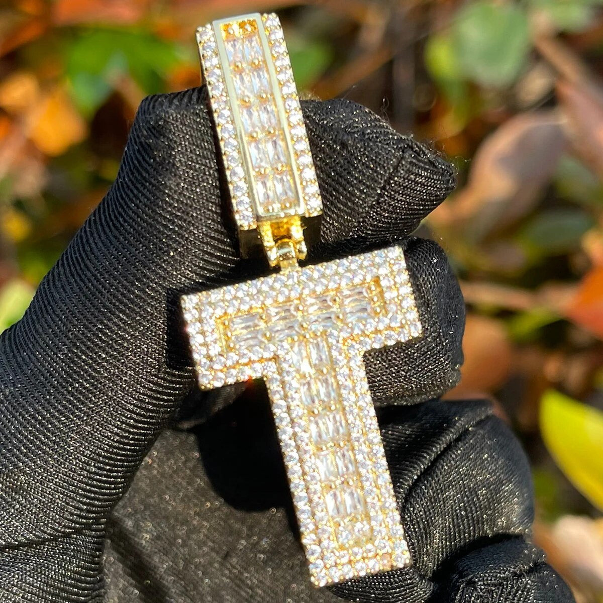 Iced King Initials | 24k 925 Silver Rose Gold Baguette Blinged Out Letter Pendants