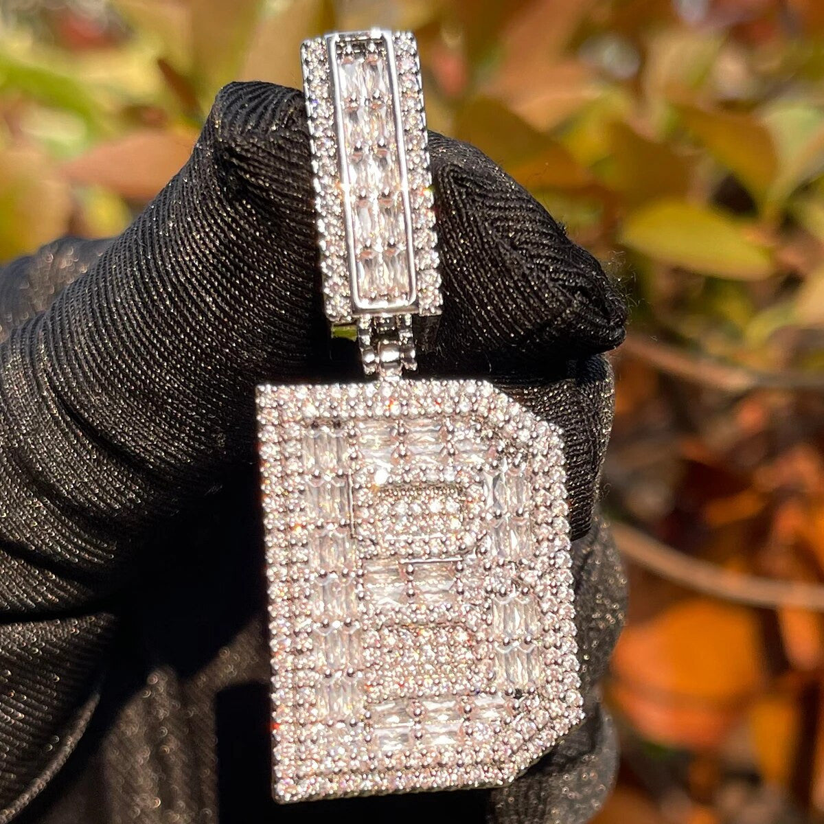 Iced King Initials | 24k 925 Silver Rose Gold Baguette Blinged Out Letter Pendants