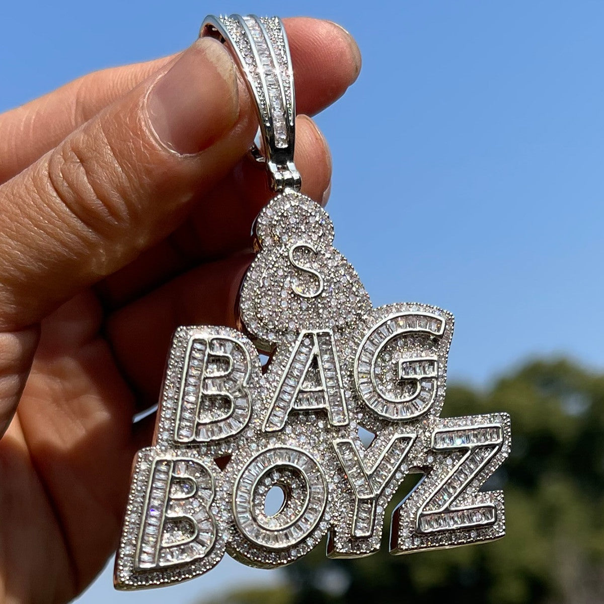 Bag Boyz | Iced Blinged Out Round Baguette Stone Hip Hop Chain Pendant