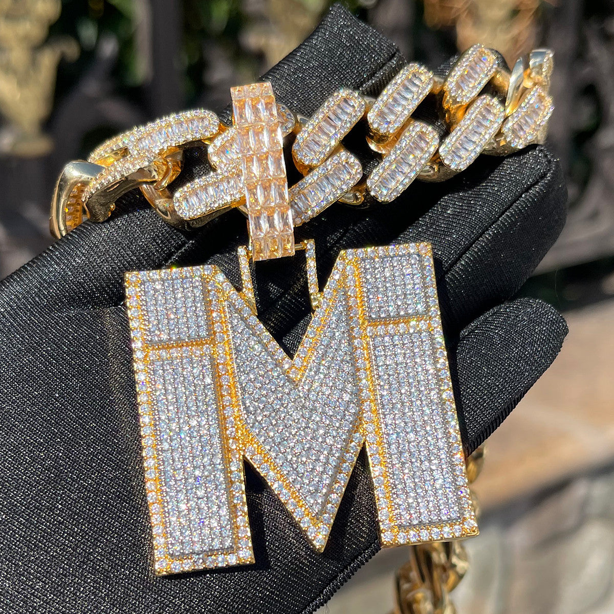 Bailed Ice | VVS Diamond CZ Prong Set Baguette Initial Letter Custom Hip Hop Pendant