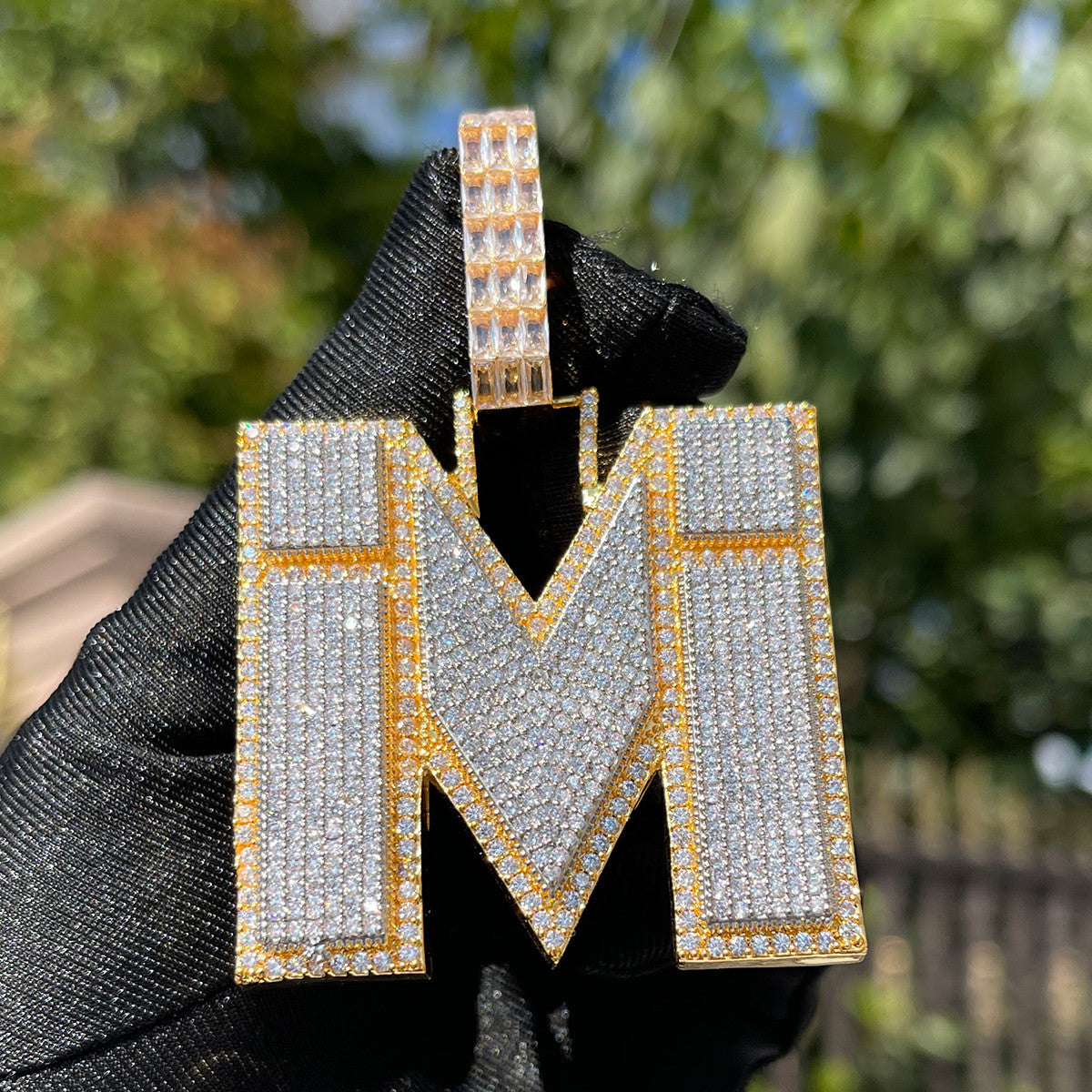 Bailed Ice | VVS Diamond CZ Prong Set Baguette Initial Letter Custom Hip Hop Pendant