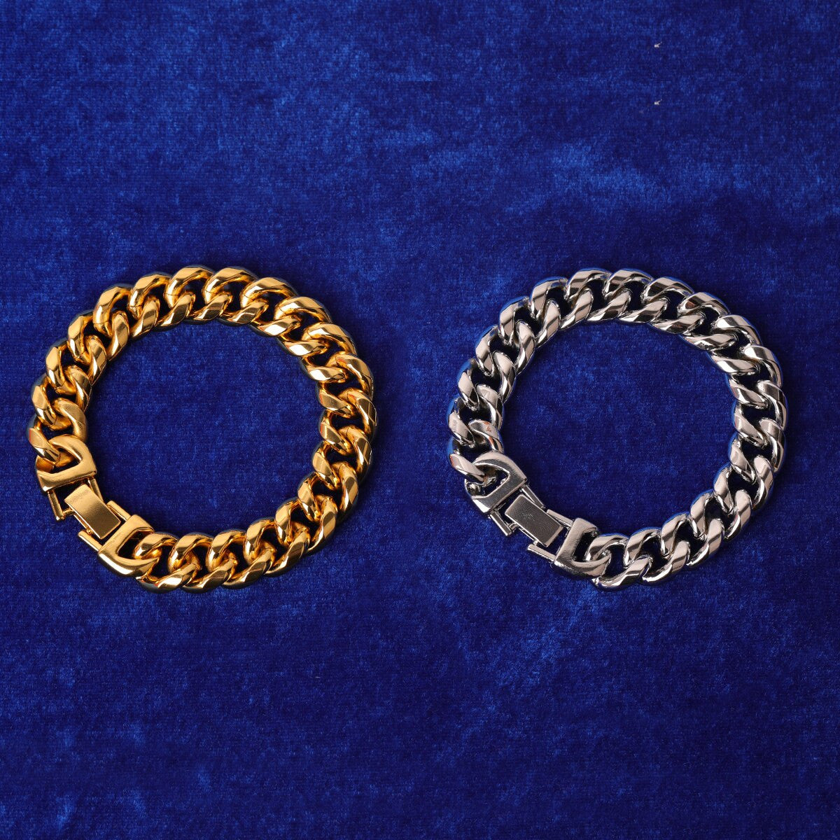 Mens 12mm 18k Gold Over Solid Stainless Steel Miami Cuban Link Bracelet