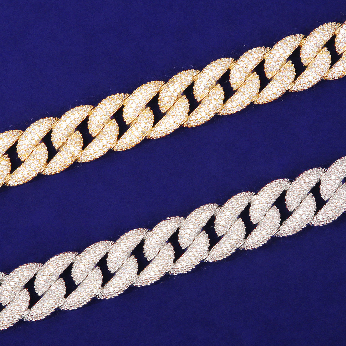 24k Gold 925 Silver Miami Cuban Link 12mm Hip Hop Chain Necklaces