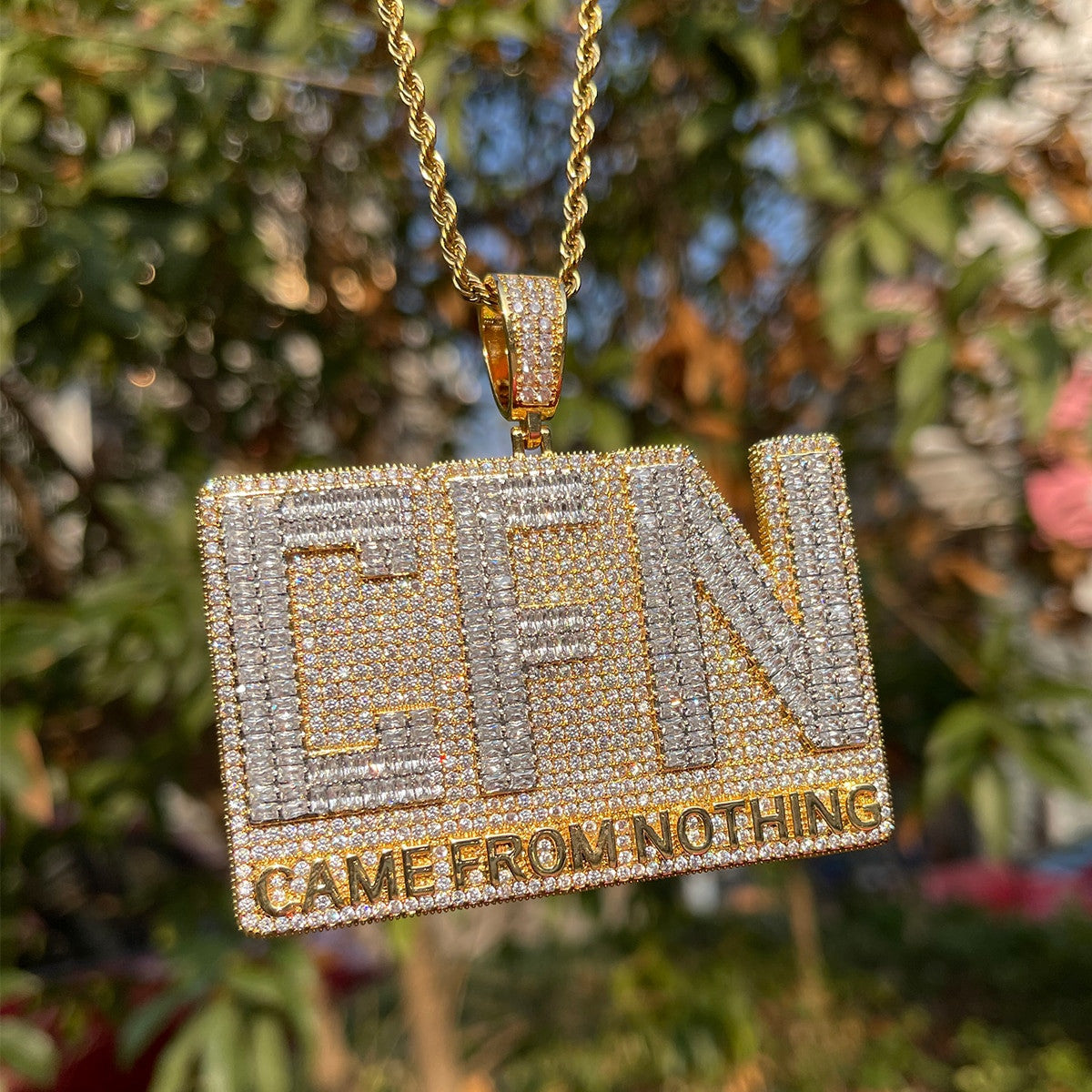 Came From Nothing | Iced VVS Diamond CZ Baguette Stone Blinged Out Pendant