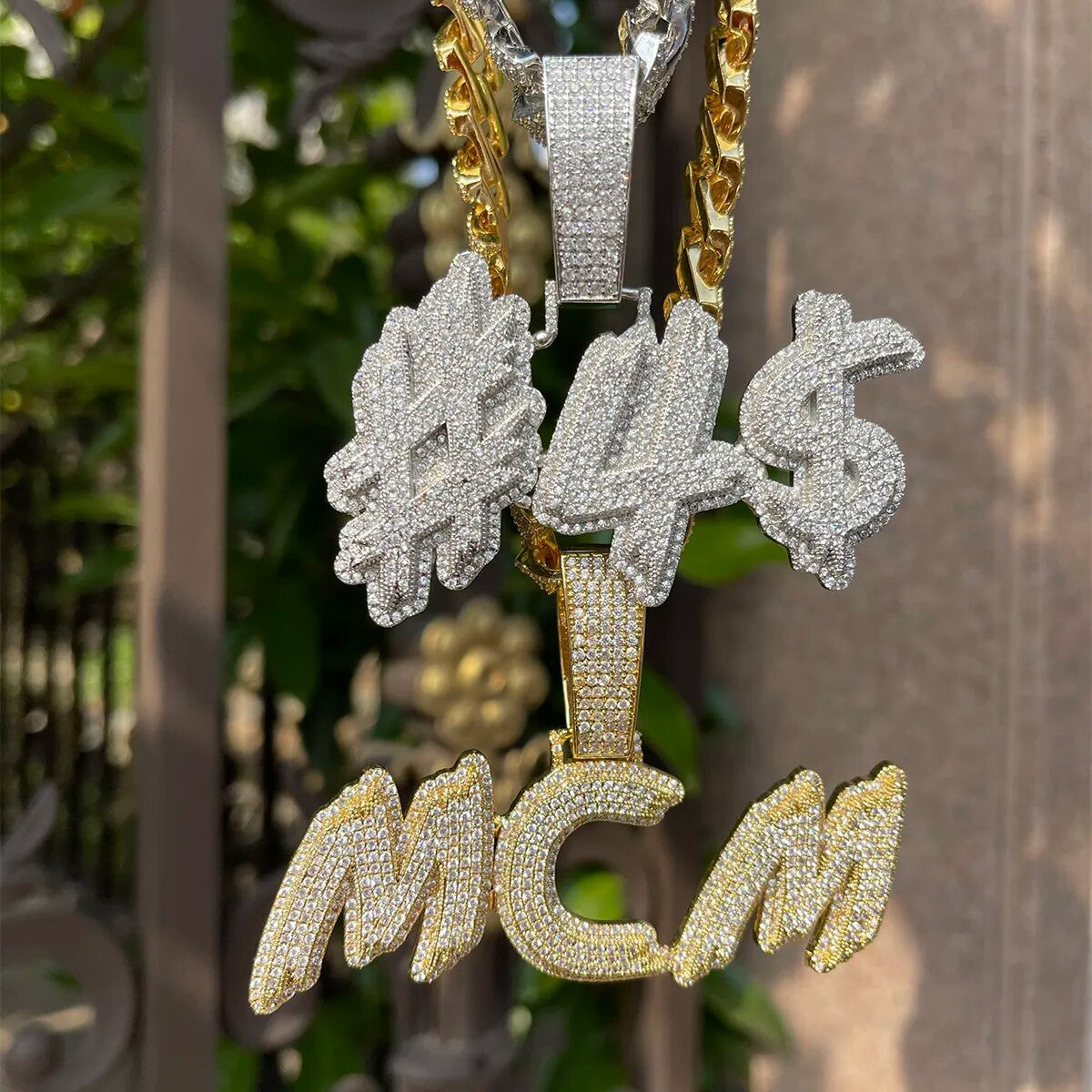 Iced Luxury Design Name Plate Character Hip Hop Custom Bling Chain Necklace