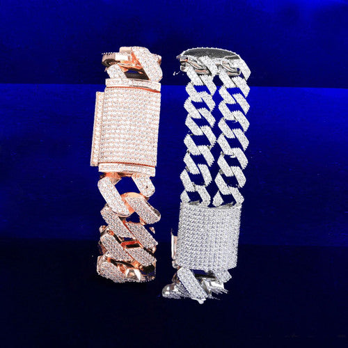 Double Stack | Designer VVS Diamond CZ 20mm Cuban Link Hip Hop Bracelets