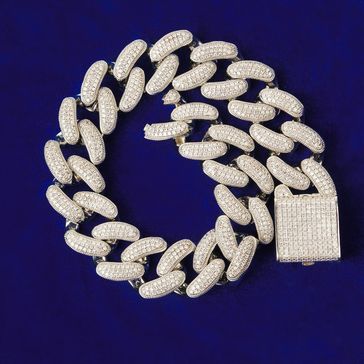 37mm Flooded Ice 24k Yellow 14k White Gold Hip Hop Miami Cuban Link Chain Necklace