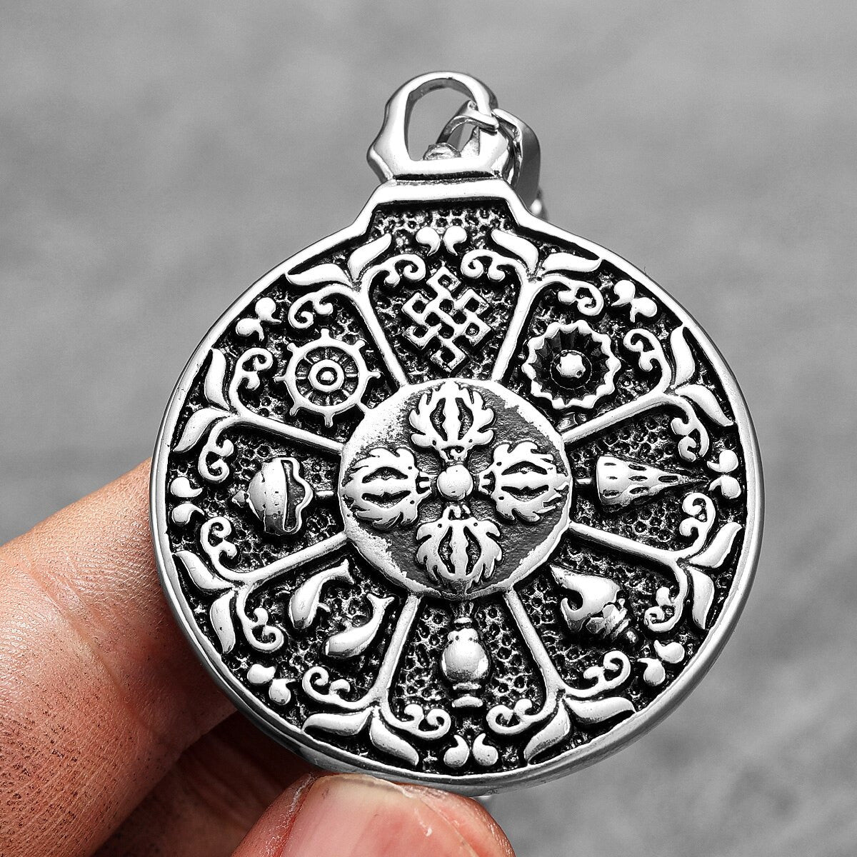 Mens Buddha Buddhism Rebirth Gold Accent No Fade Stainless Steel Spiritual Pendant