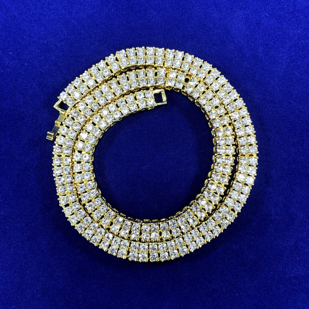 Hip Hop Flooded Ice Bling 9mm 2 Row 14k Gold Tennis Chain Necklace