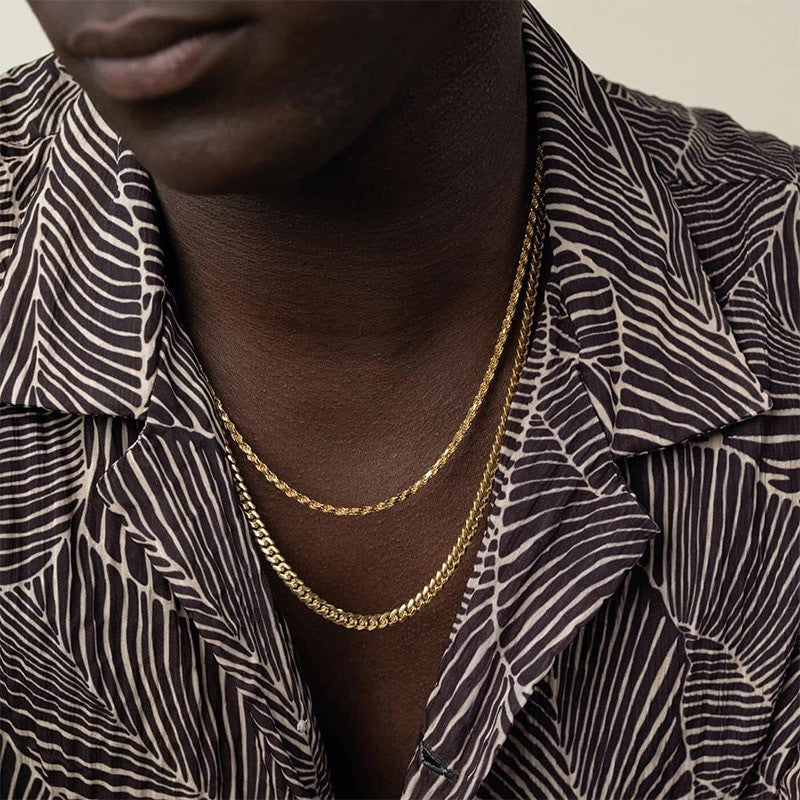 Mens Solid No Fade Stainless Steel 3mm Rope Cuban Franco Link Hip Hop Chain Necklaces