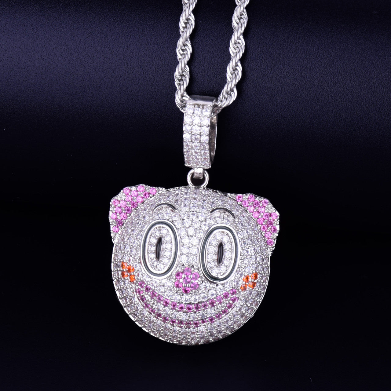 Silver Clown Face Emoji Chain