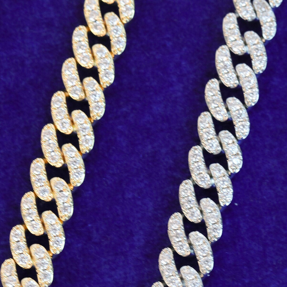 Ladies 24k Gold 925 Silver Cluster Stone Cuban Link Anklet Ankle Bracelet