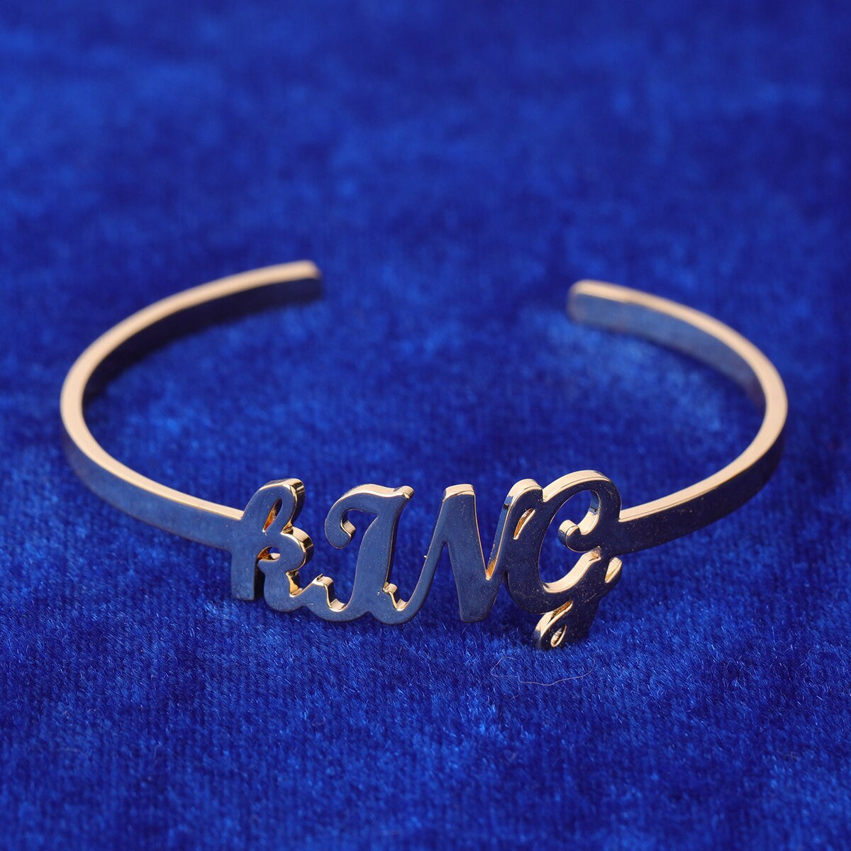 Elegant Engraved Expression | Personalize Script Stainless Steel Bangle Bracelets