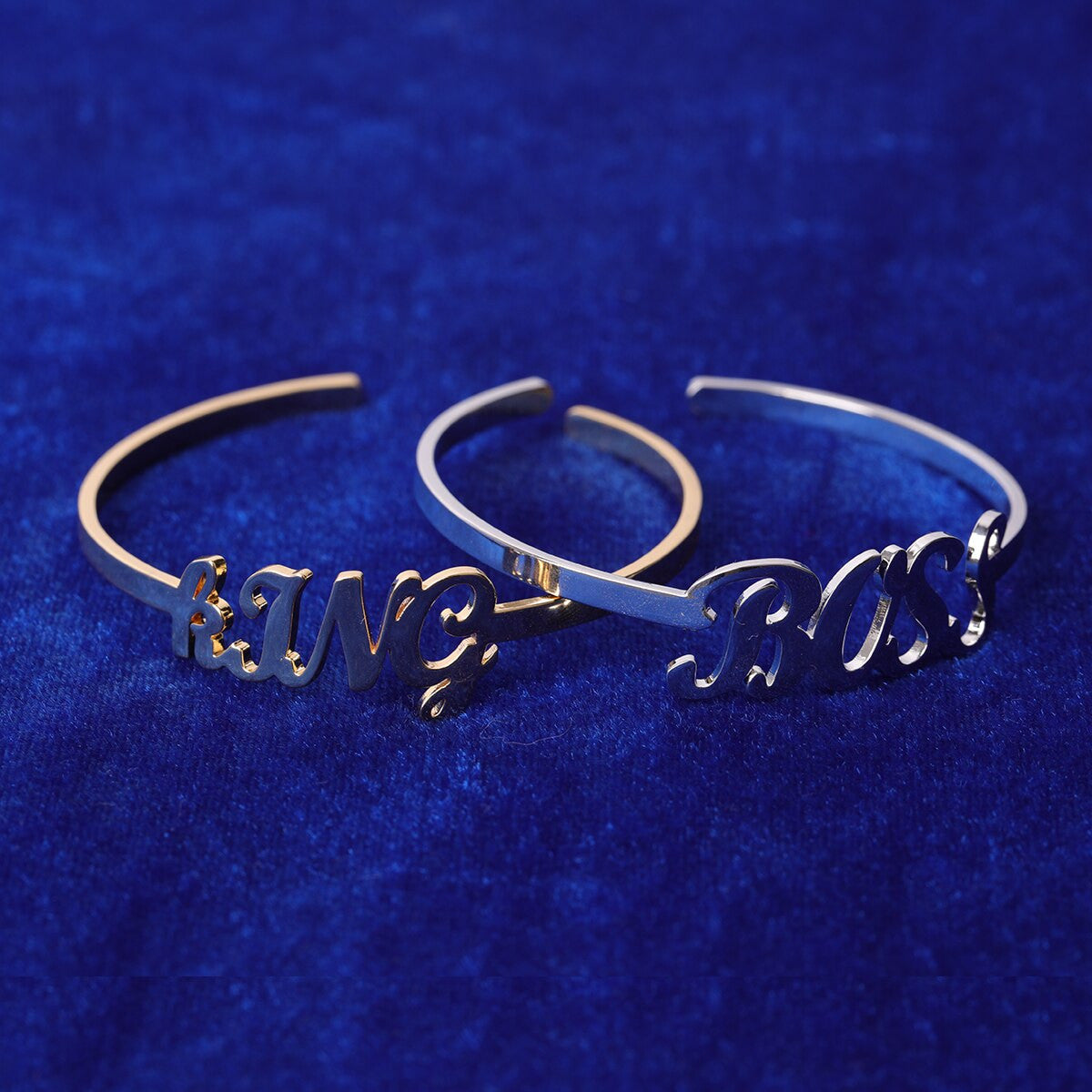 Custom Stainless Steel Street Wear Bangle Cursive Letter Personalized Bracelets