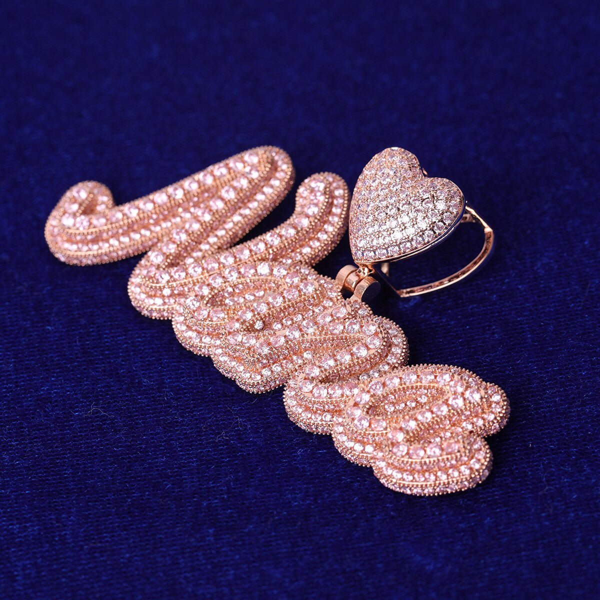 Love First | VVS Diamond CZ Custom Script Initials Iced Blinged Out Necklace