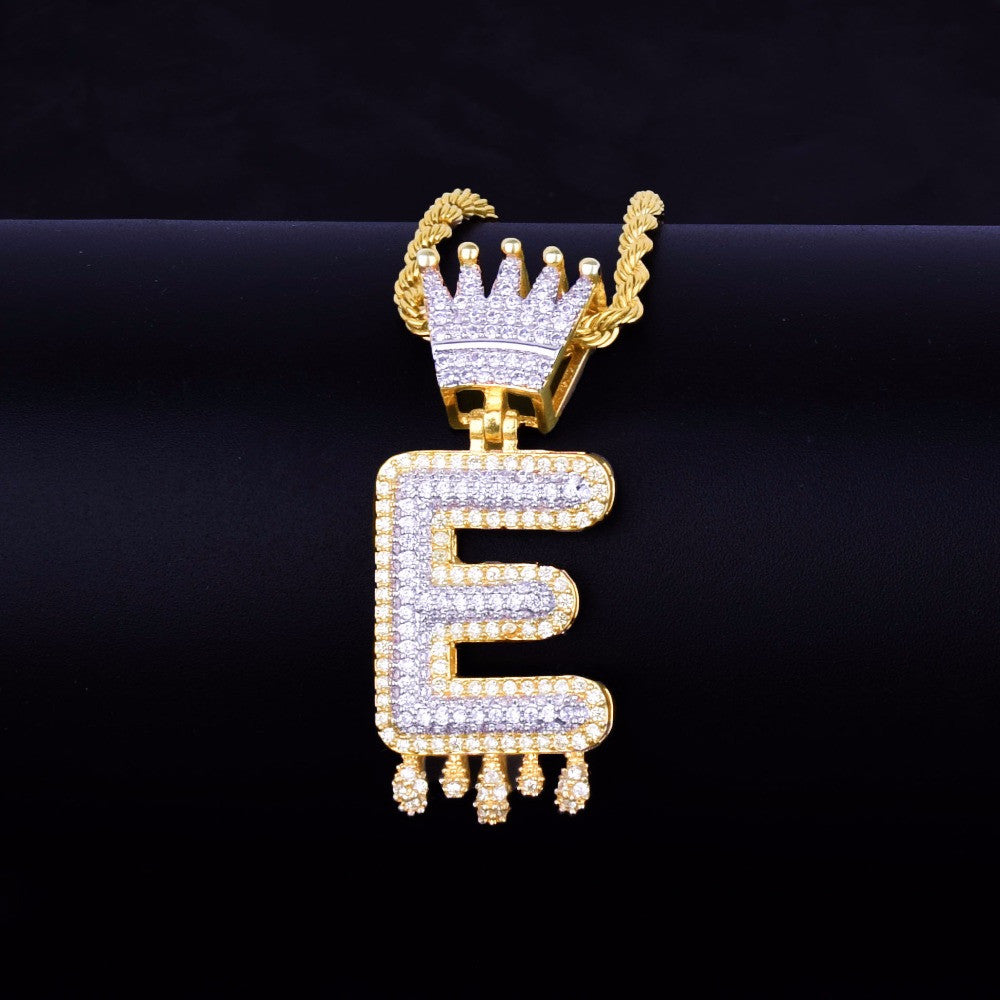 Purple Drip | Custom Ice Crown Bail Initial Letters Hip Hop Pendants