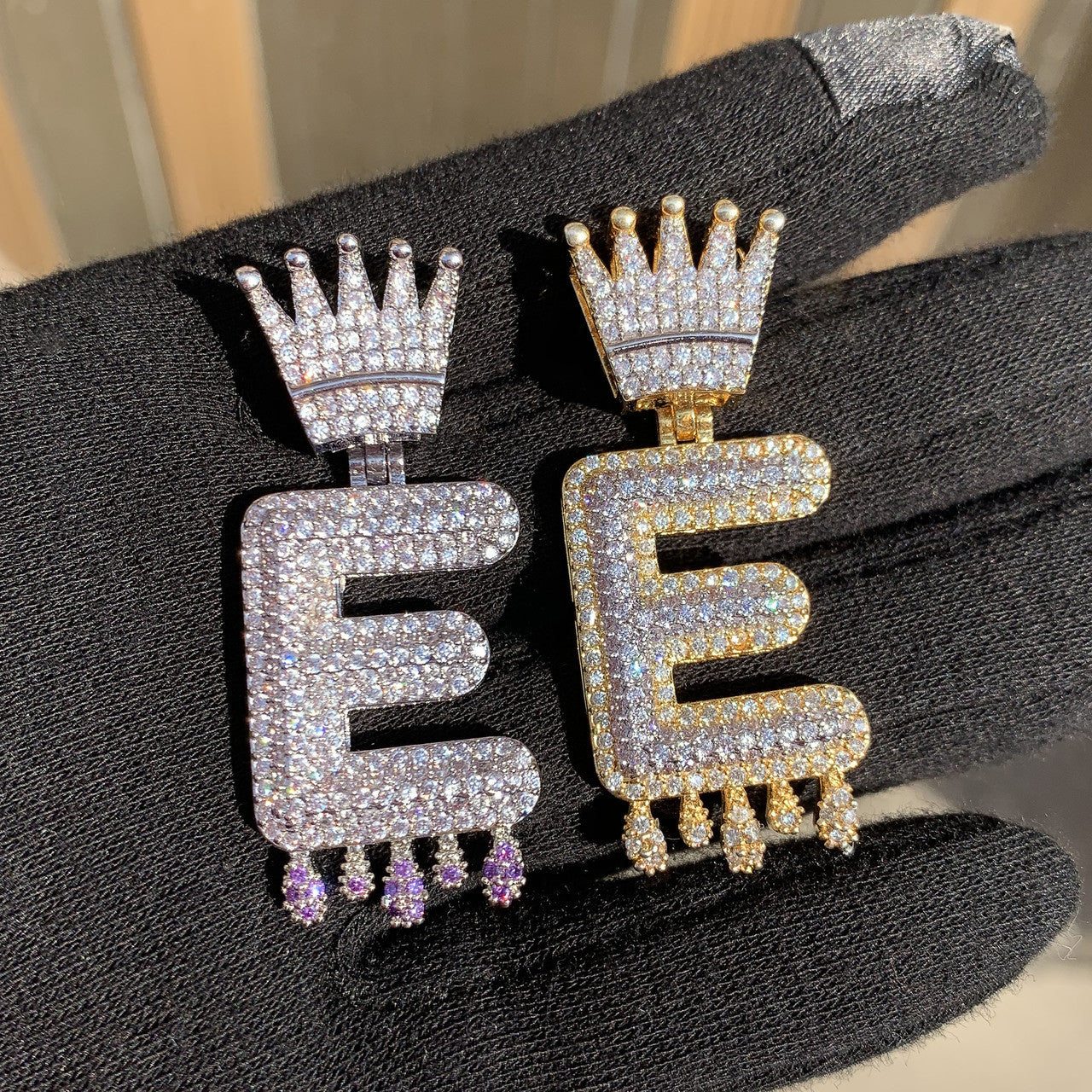Purple Drip | Custom Ice Crown Bail Initial Letters Hip Hop Pendants