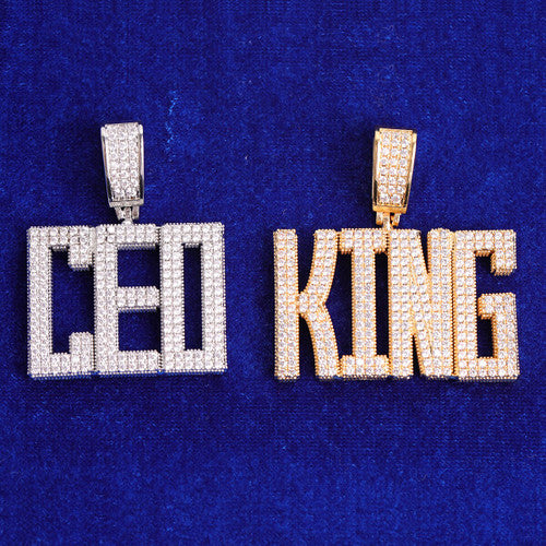 Custom Street Wear Jewelry City Block Flooded Ice 24k Yellow 14k White Gold Initial Pendants