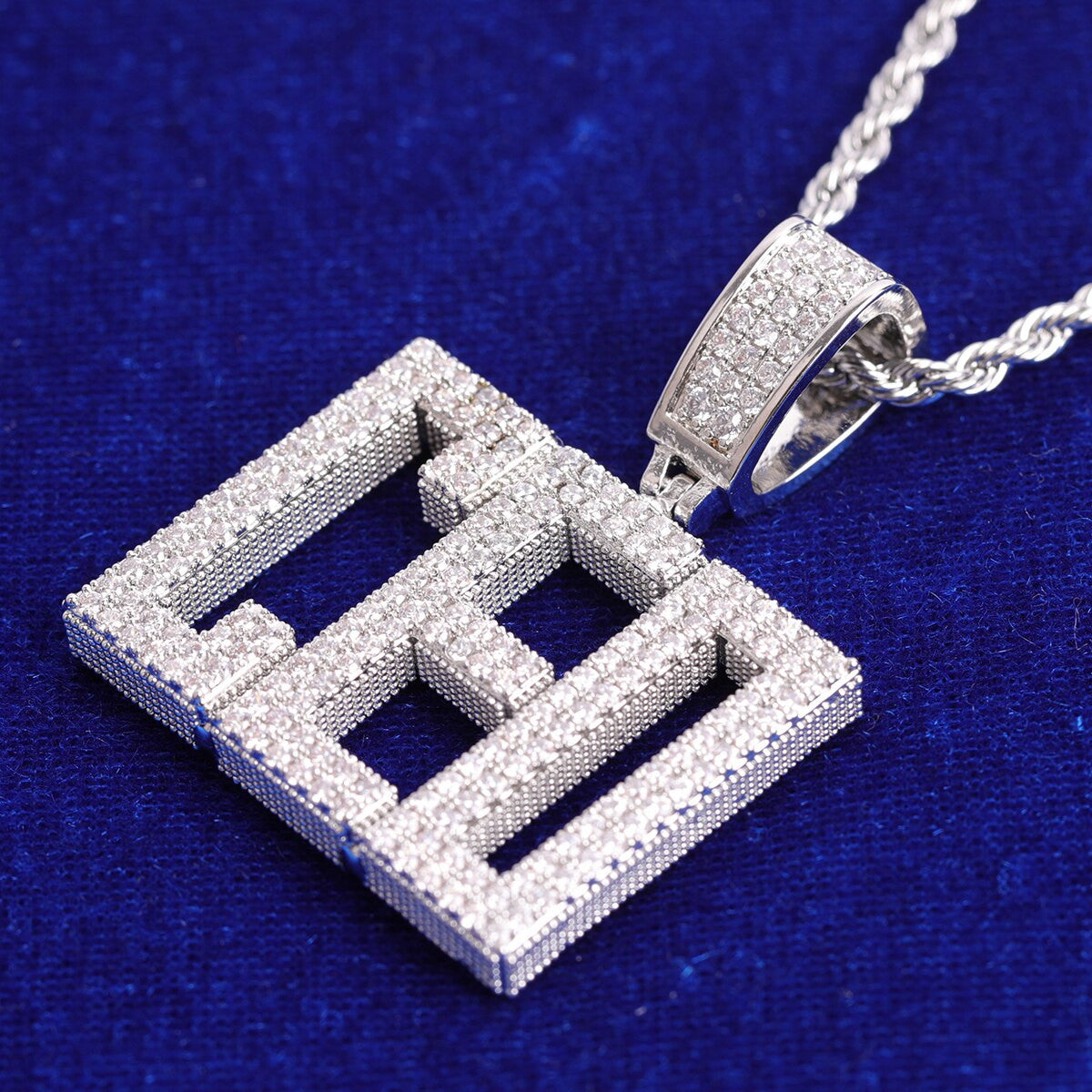 Custom Street Wear Jewelry City Block Flooded Ice 24k Yellow 14k White Gold Initial Pendants