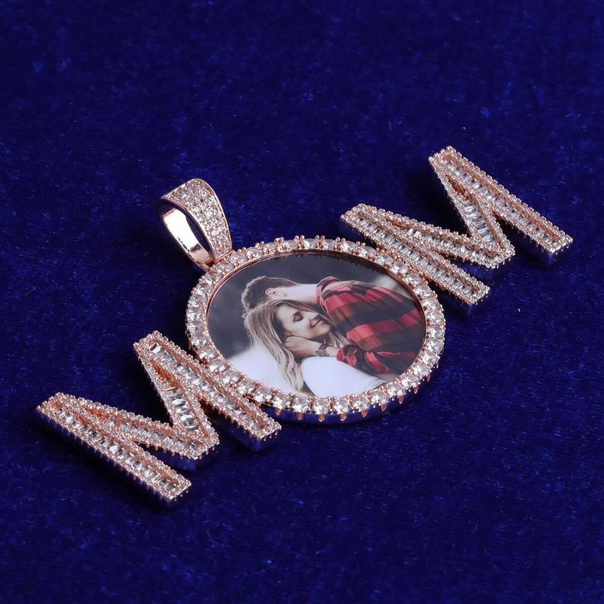 Flooded Ice MOM Hip Hop Custom Photo Medallion Pendant Chain Necklace