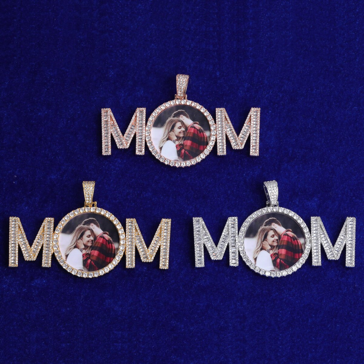 Flooded Ice MOM Hip Hop Custom Photo Medallion Pendant Chain Necklace