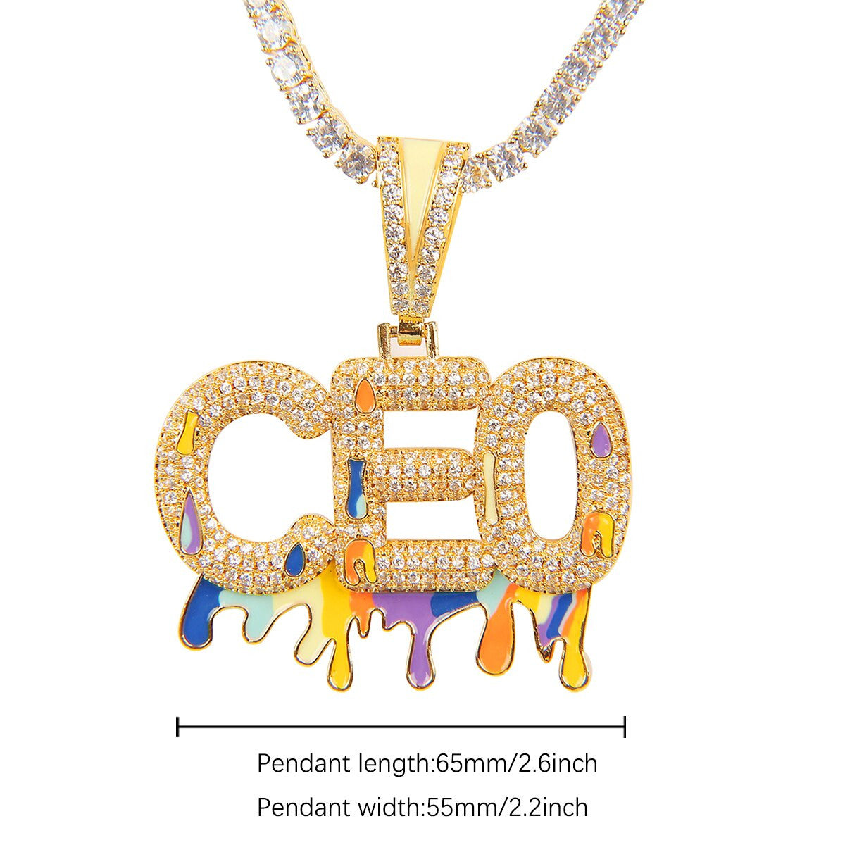 5A Flooded Ice Glow in The Dark Graffiti Bling Custom Name Hip Hop Pendants Chain Necklaces