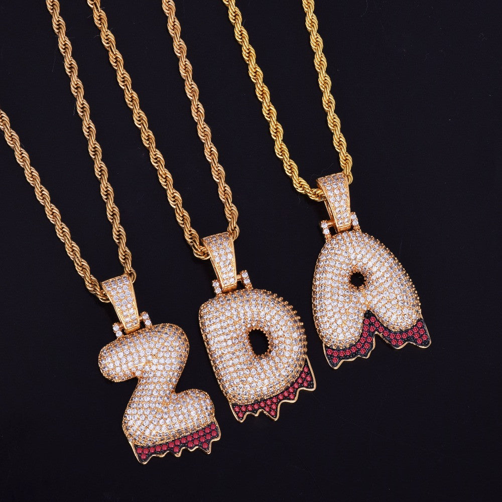 Iced Out Blood Drip Bling Bubble Graffiti Letters