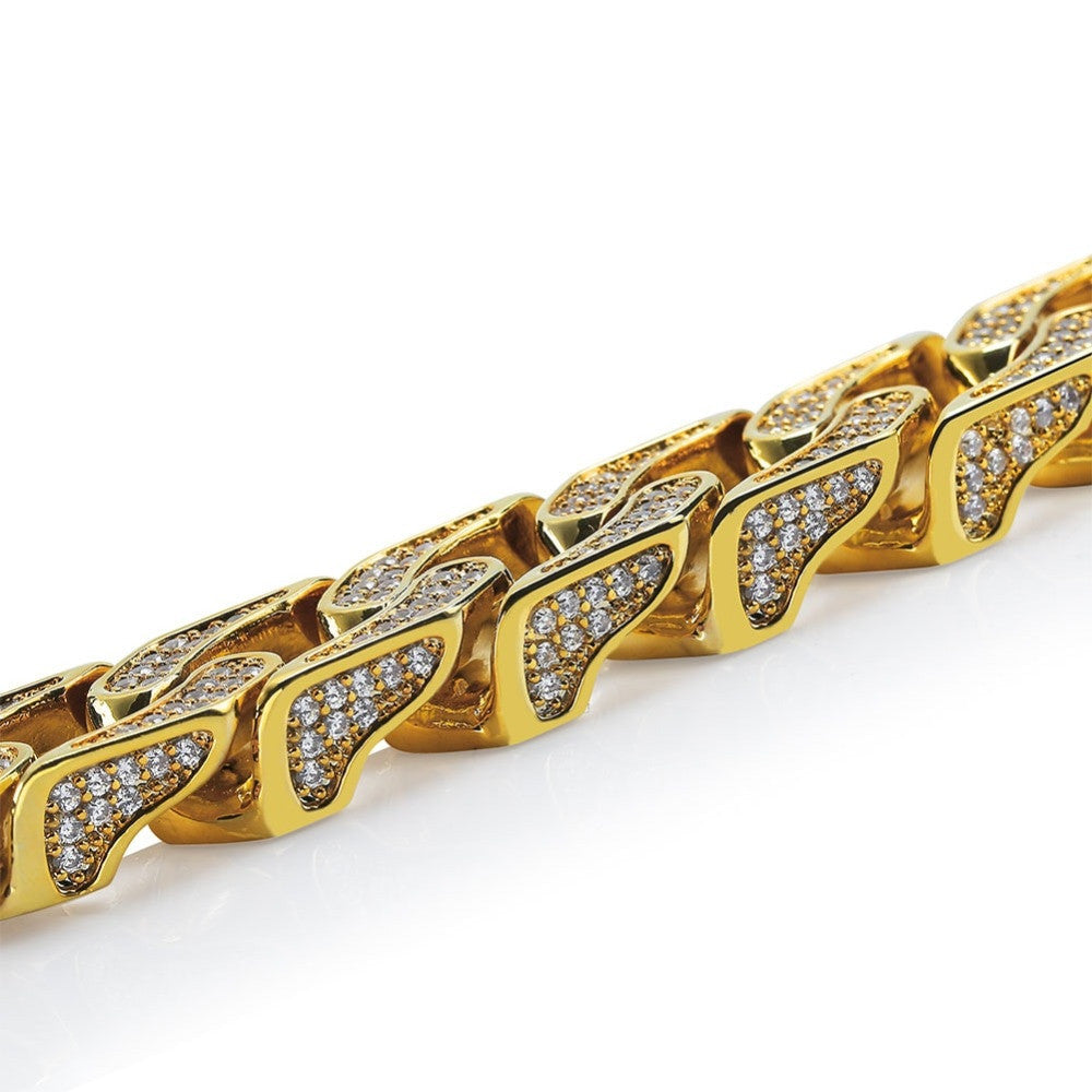 16mm Custom Heavy Full AAA Micro Pave Flooded Ice Thick Chopper Cuban Link Chain