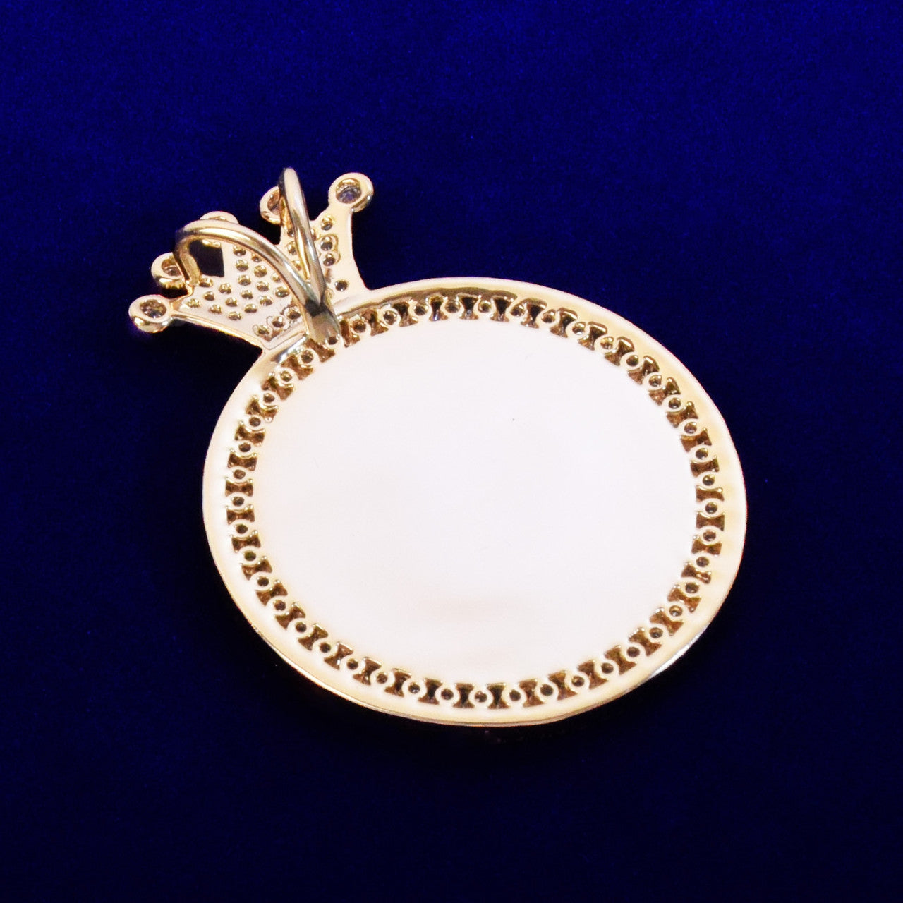 Customized Kings Crown Photo Picture AAA True Micro Pave 18k Gold 925 Silver Pendant Necklace