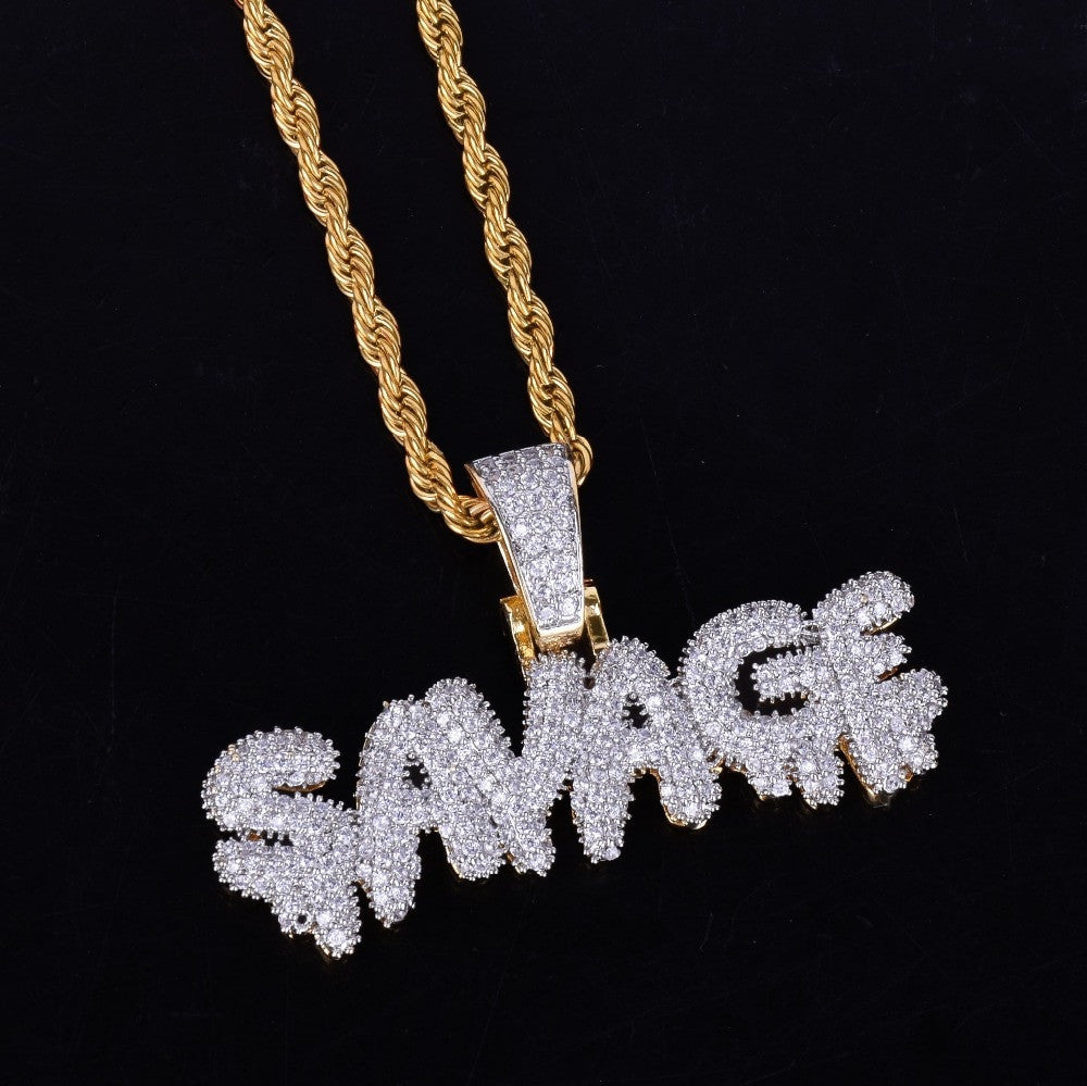 Micro Pave AAA True Micro Pave 18k Gold Savage Custom Hip Hop Pendant