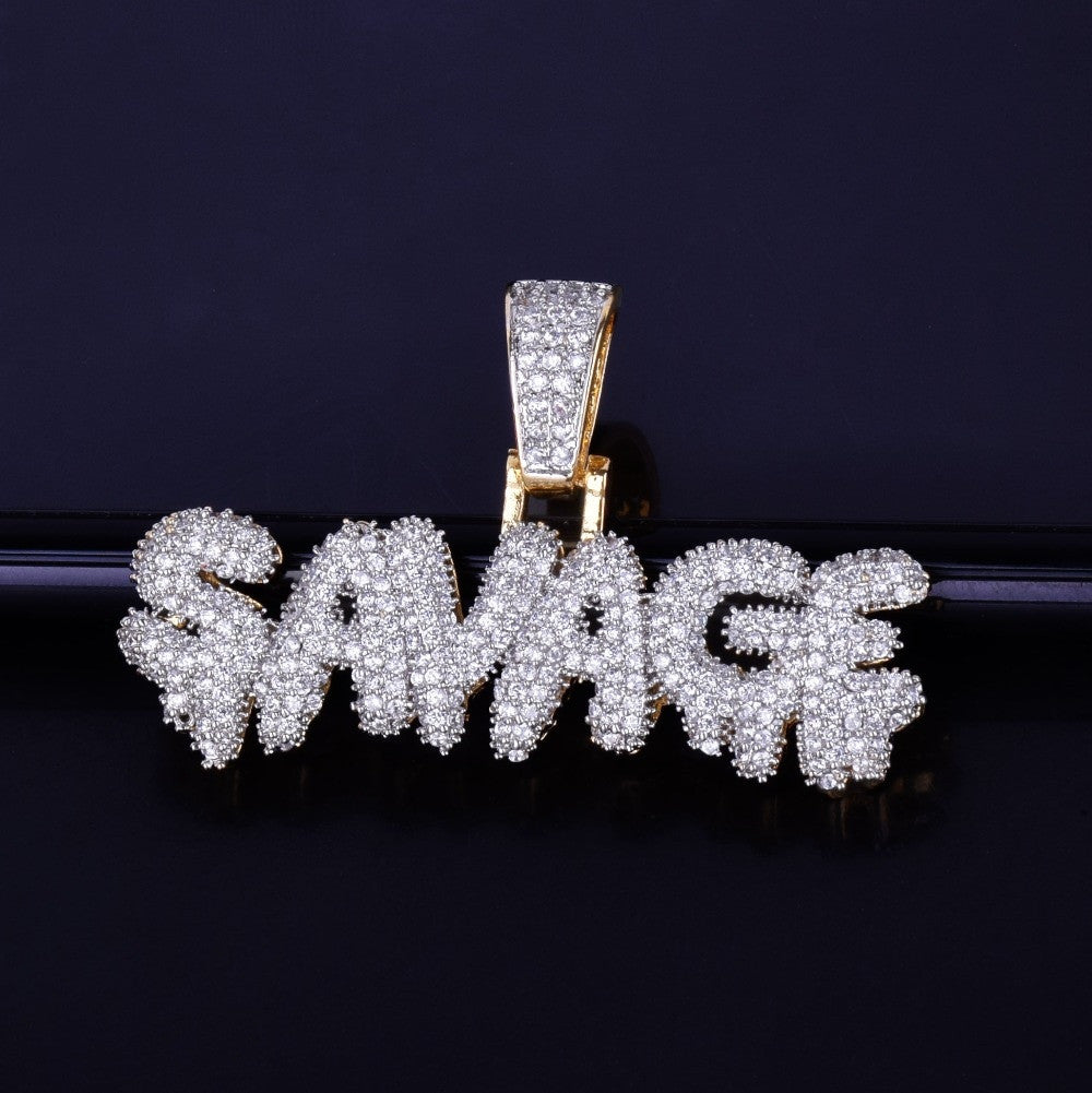 Micro Pave AAA True Micro Pave 18k Gold Savage Custom Hip Hop Pendant