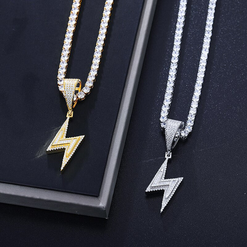 Bling Storm | VVS Genuine Diamond Moissanite Hip Hop Lightning Bolt Pendant