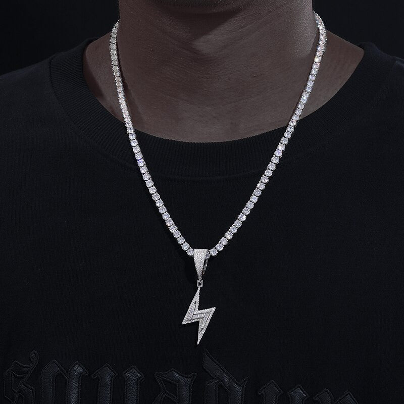 Bling Storm | VVS Genuine Diamond Moissanite Hip Hop Lightning Bolt Pendant