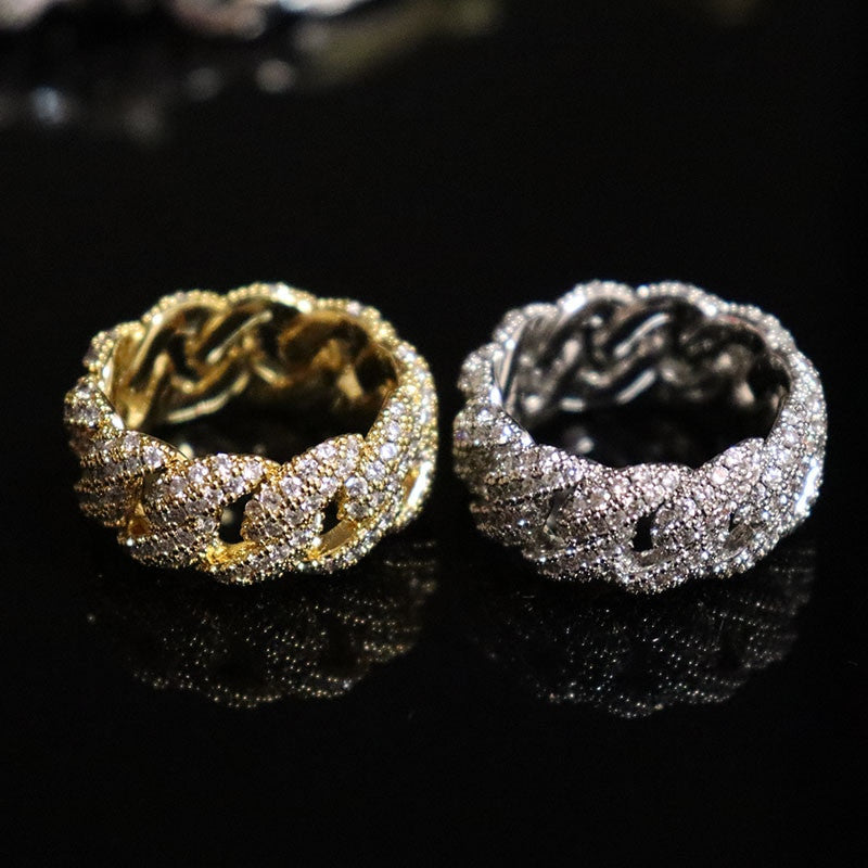 Ultra Ice 18k Gold .925 Silver Cuban Link AAA True Micro Pave Hip Hop Rings