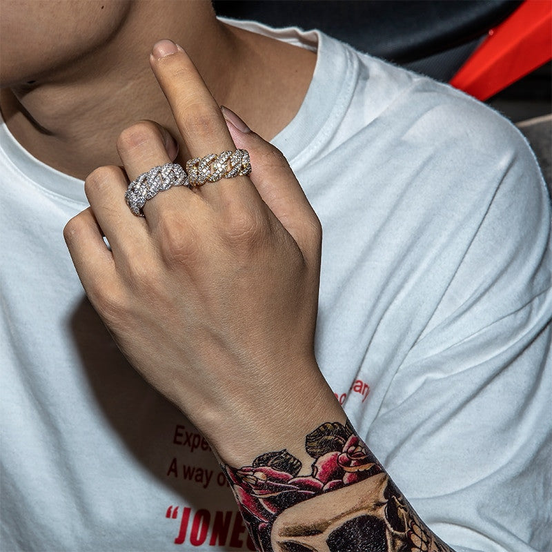 Ultra Ice 18k Gold .925 Silver Cuban Link AAA True Micro Pave Hip Hop Rings