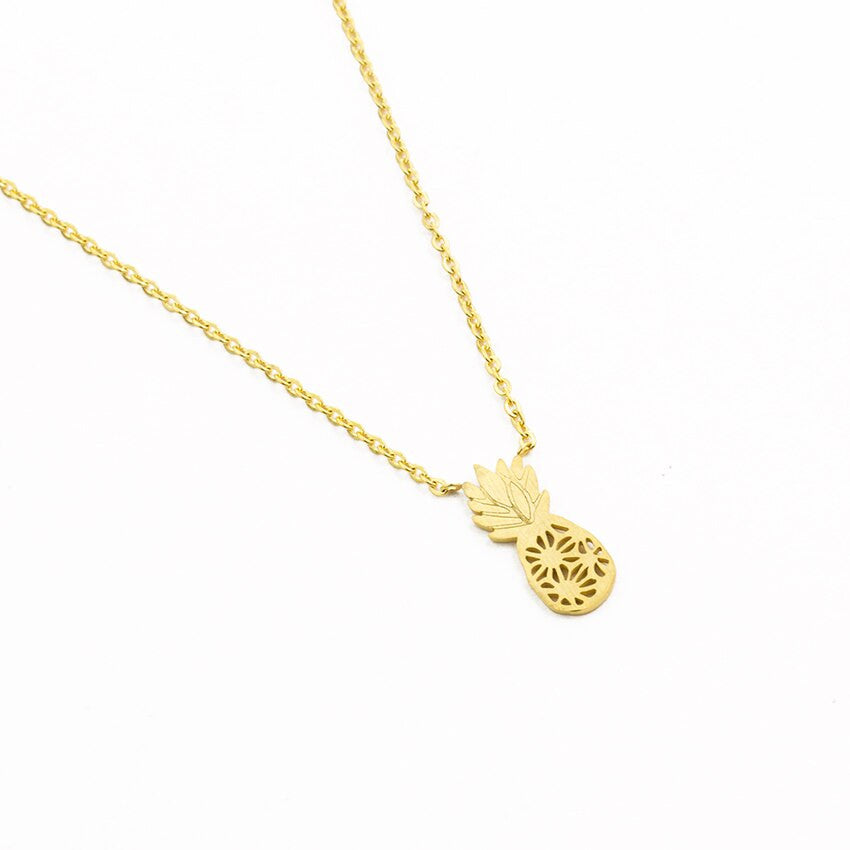 Ladies Sweet Pineapple Boho Stainless Steel Chain Necklaces Women Fashion Jewelry