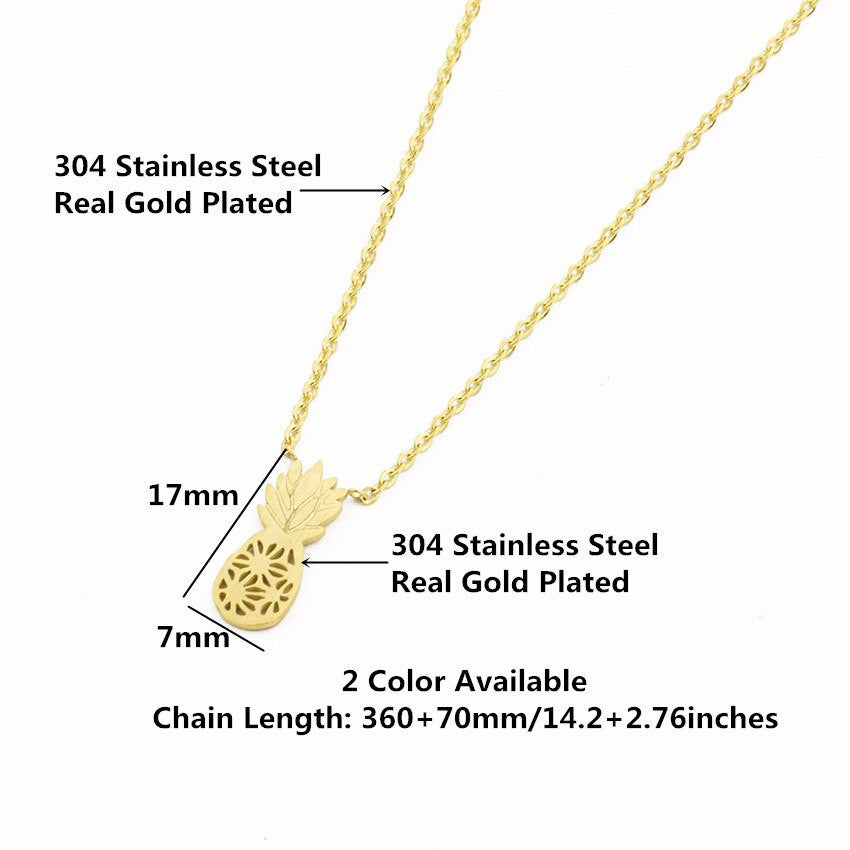 Ladies Sweet Pineapple Boho Stainless Steel Chain Necklaces Women Fashion Jewelry