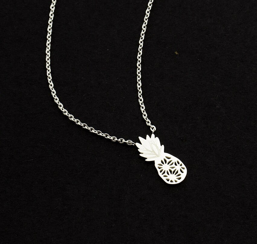 Ladies Sweet Pineapple Boho Stainless Steel Chain Necklaces Women Fashion Jewelry