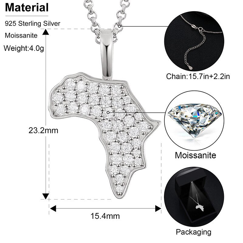 Ladies Dainty 925 solid Silver Mother Africa Genuine VVS Diamond Bling Pendant Necklace