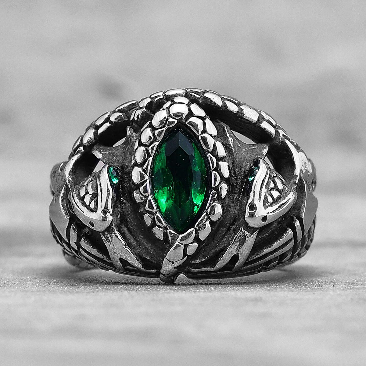 Devils Eye | 316L No Fade Stainless Steel Gemstone Snake Serpent Rings