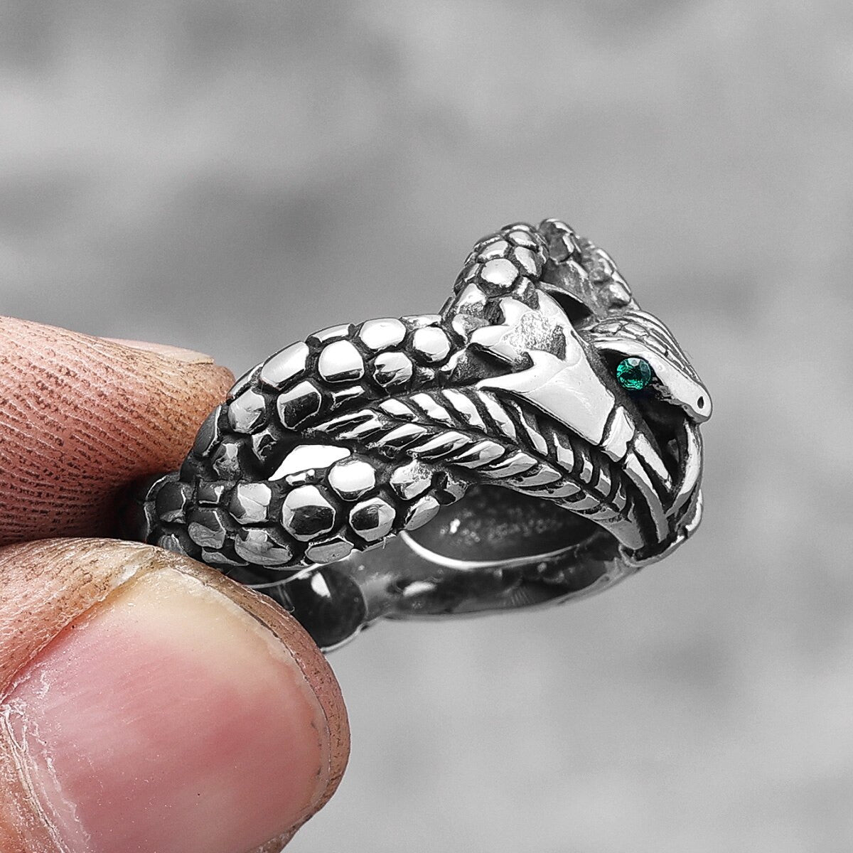 Devils Eye | 316L No Fade Stainless Steel Gemstone Snake Serpent Rings