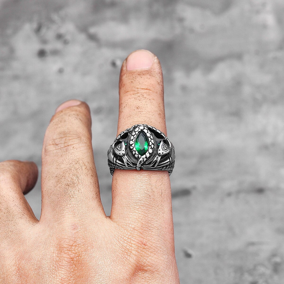 Devils Eye | 316L No Fade Stainless Steel Gemstone Snake Serpent Rings