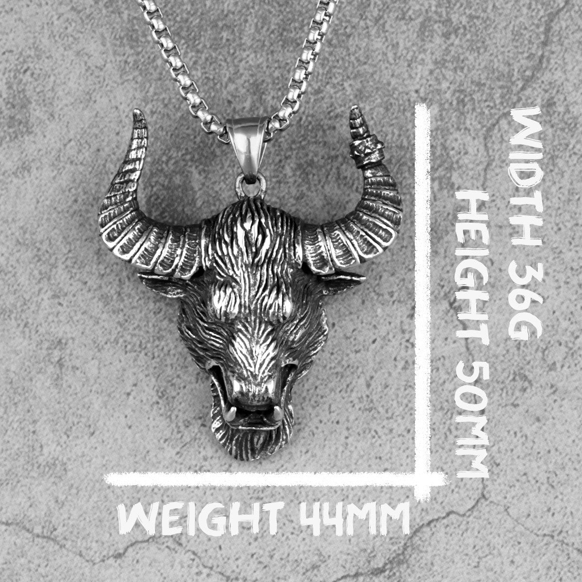 Mens No Fade Dominant Bull Demon Tauren Stainless Steel Pendant Chain Necklace