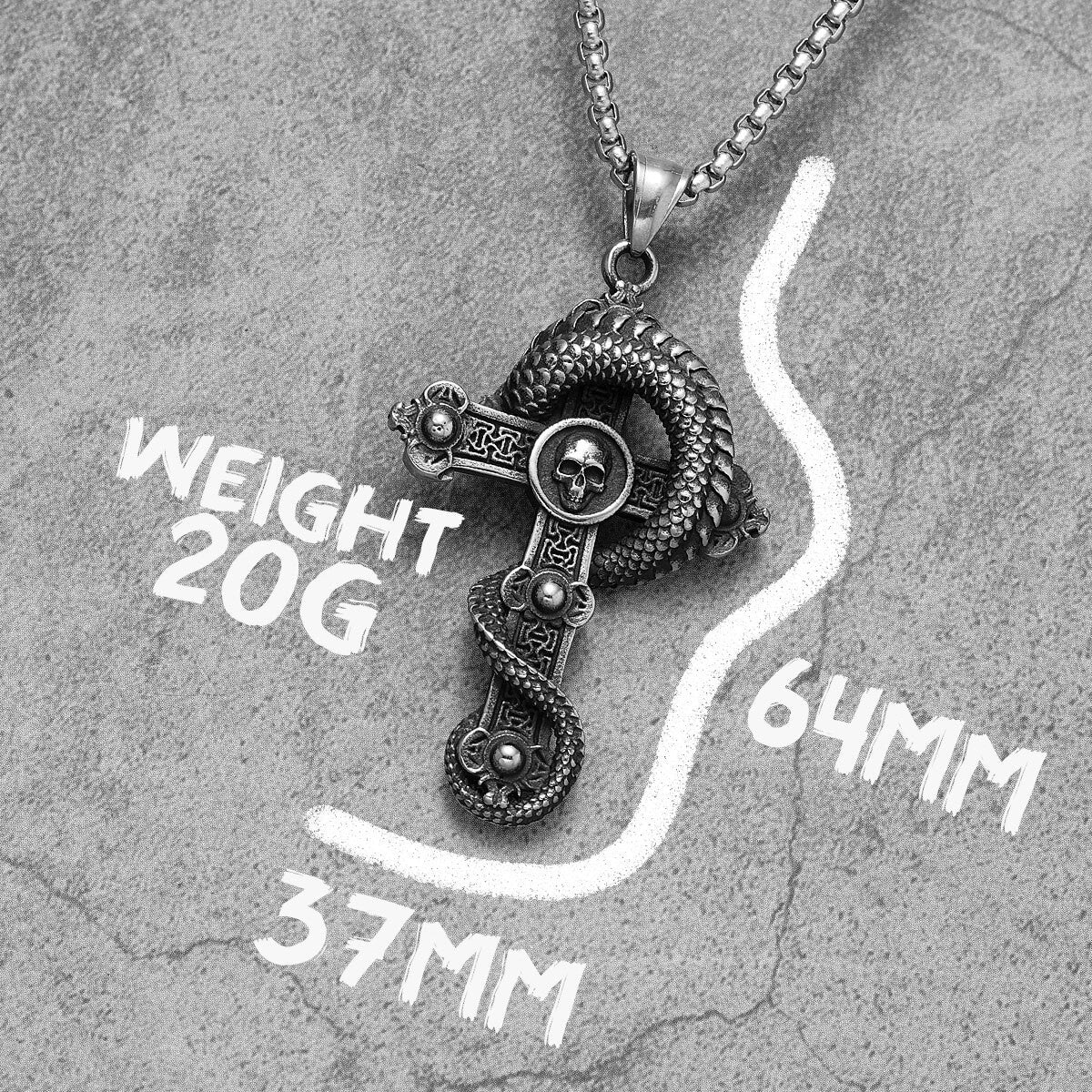 Mens Ancient Skull Head Dragon Cross Street Wear Pendant Chain Necklace