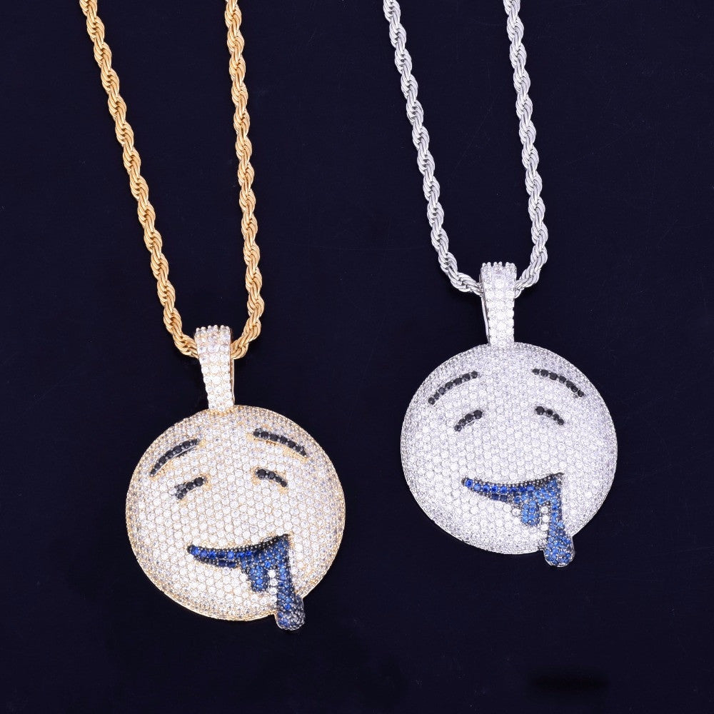 18k Gold .925 Silver Micro Pave Drool Over You Flooded Ice Emoji