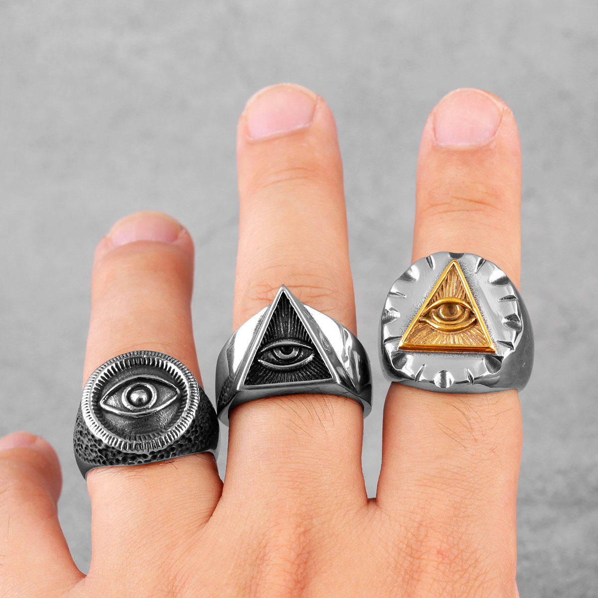 Eye Of God | 316L Street Wear Solid Stainless Steel Masonic Retro Design Rings