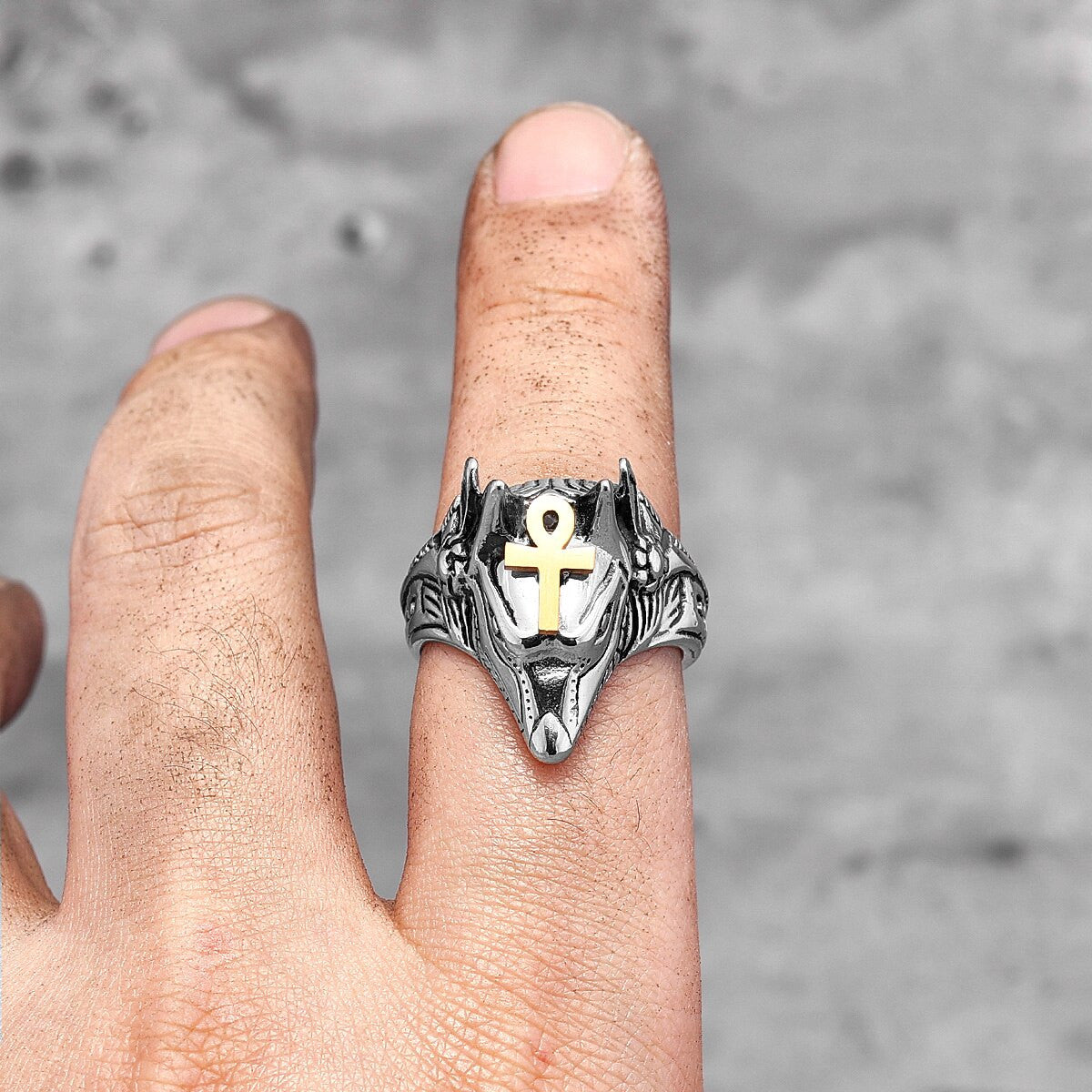 Ancient African Anubis No Fade Stainless Steel Hip Hop Spiritual Street Wear Rings
