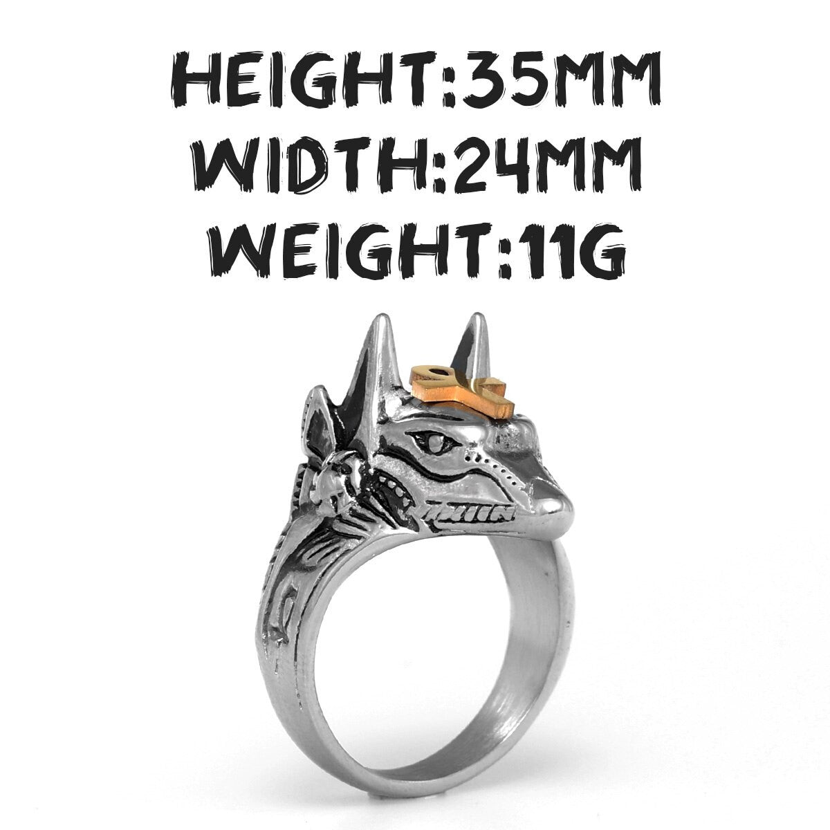 Ancient African Anubis No Fade Stainless Steel Hip Hop Spiritual Street Wear Rings